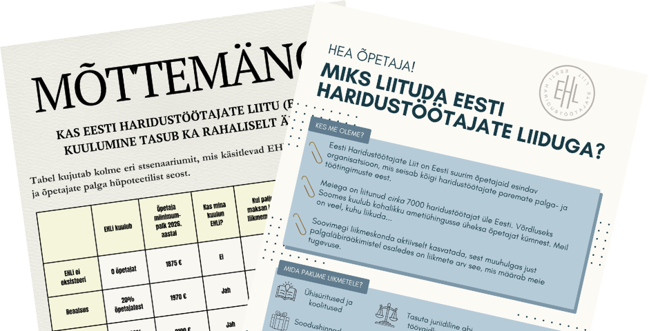 Eesti Haridustöötajate Liidul on valminud materjalid, mis on usaldusisikutele, aga ka kõigile teistele liikmetele abiks uute liikmete värbamisel. Materjalide hu